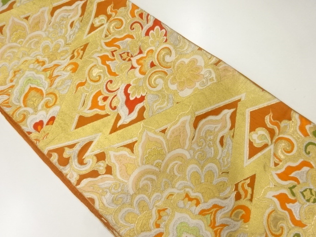 アンティーク　華紋模様織出し袋帯（材料）